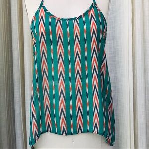 Toska Racerback Tank Open Back Green Cheveron Top
